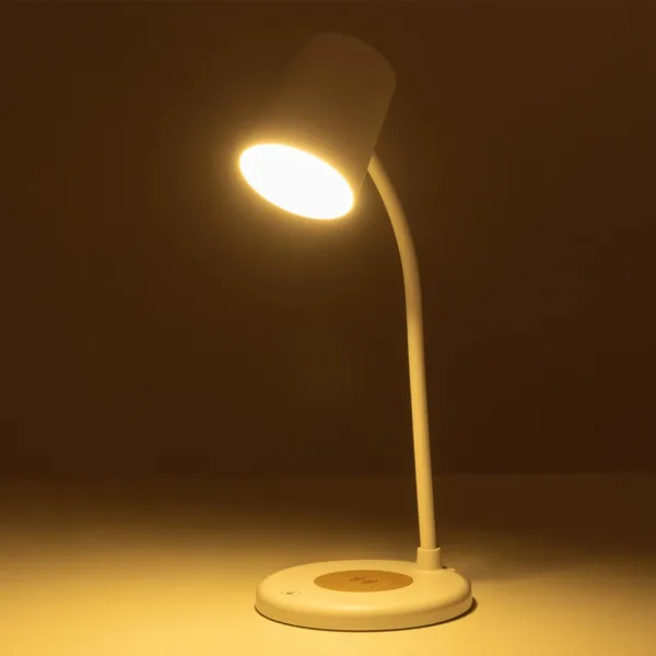 GLOBOSTAR® LUCORA 76555 Μοντέρνο Επιτραπέζιο Φωτιστικό Γραφείου με Ασύρματη Φόρτιση 10W 2A & 4W Bluetooth Ηχείο LED 3W 300lm 120° DC 5V με USB-C IP20 Ρυθμιζόμενο Λευκό CCT με Αφή 2700K/4500K/6000K Dimmable - Sanan SMD Chip - Λευκό - Μ12 x Π12 x Υ34cm - 2 Χρόνια Εγγύηση - Image 12