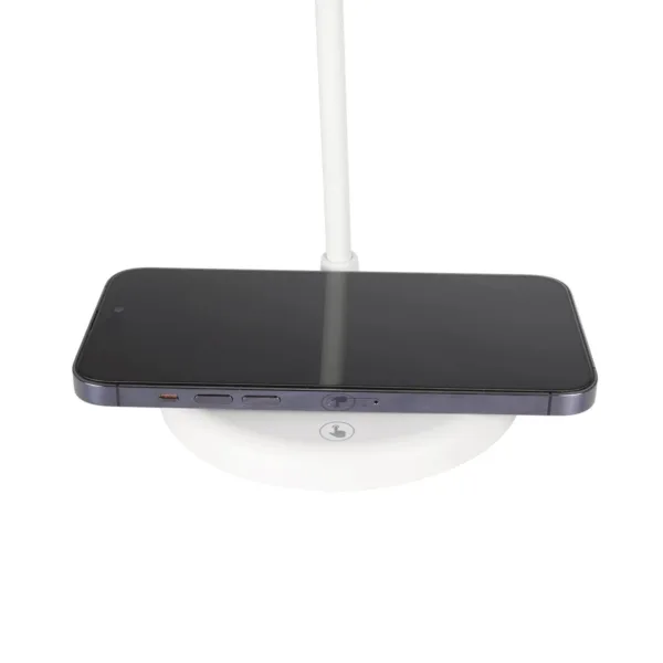 GLOBOSTAR® LUCORA 76555 Μοντέρνο Επιτραπέζιο Φωτιστικό Γραφείου με Ασύρματη Φόρτιση 10W 2A & 4W Bluetooth Ηχείο LED 3W 300lm 120° DC 5V με USB-C IP20 Ρυθμιζόμενο Λευκό CCT με Αφή 2700K/4500K/6000K Dimmable - Sanan SMD Chip - Λευκό - Μ12 x Π12 x Υ34cm - 2 Χρόνια Εγγύηση - Image 7
