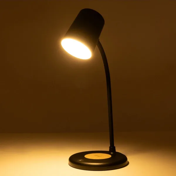 GLOBOSTAR® LUCORA 76556 Μοντέρνο Επιτραπέζιο Φωτιστικό Γραφείου με Ασύρματη Φόρτιση 10W 2A & 4W Bluetooth Ηχείο LED 3W 300lm 120° DC 5V με USB-C IP20 Ρυθμιζόμενο Λευκό CCT με Αφή 2700K/4500K/6000K Dimmable - Sanan SMD Chip - Μαύρο - Μ12 x Π12 x Υ34cm - 2 Χρόνια Εγγύηση - Image 12