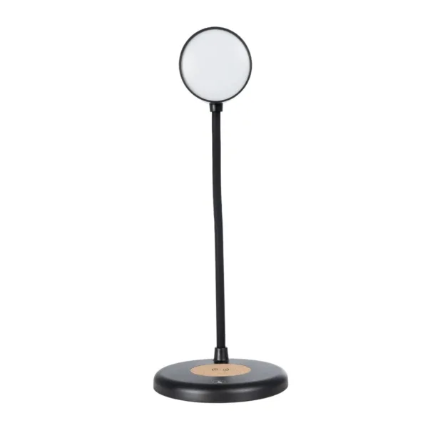 GLOBOSTAR® LUCORA 76556 Μοντέρνο Επιτραπέζιο Φωτιστικό Γραφείου με Ασύρματη Φόρτιση 10W 2A & 4W Bluetooth Ηχείο LED 3W 300lm 120° DC 5V με USB-C IP20 Ρυθμιζόμενο Λευκό CCT με Αφή 2700K/4500K/6000K Dimmable - Sanan SMD Chip - Μαύρο - Μ12 x Π12 x Υ34cm - 2 Χρόνια Εγγύηση - Image 3