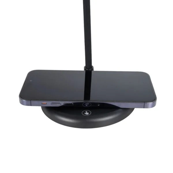 GLOBOSTAR® LUCORA 76556 Μοντέρνο Επιτραπέζιο Φωτιστικό Γραφείου με Ασύρματη Φόρτιση 10W 2A & 4W Bluetooth Ηχείο LED 3W 300lm 120° DC 5V με USB-C IP20 Ρυθμιζόμενο Λευκό CCT με Αφή 2700K/4500K/6000K Dimmable - Sanan SMD Chip - Μαύρο - Μ12 x Π12 x Υ34cm - 2 Χρόνια Εγγύηση - Image 7