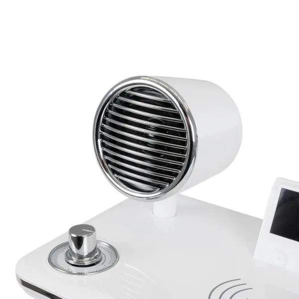 GLOBOSTAR® OLDY 76557 Μοντέρνο Επιτραπέζιο Φωτιστικό Γραφείου με Ασύρματη Φόρτιση 15W 3A, 5W Bluetooth Ηχείο & Ψηφιακό Ρολόι LED 3W 300lm 120° DC 5V με USB-C IP20 Ρυθμιζόμενο Λευκό CCT με Αφή 2700K/4500K/6000K Dimmable - Sanan SMD Chip - Λευκό - Μ13 x Π25 x Υ38cm - 2 Χρόνια Εγγύηση - Image 8