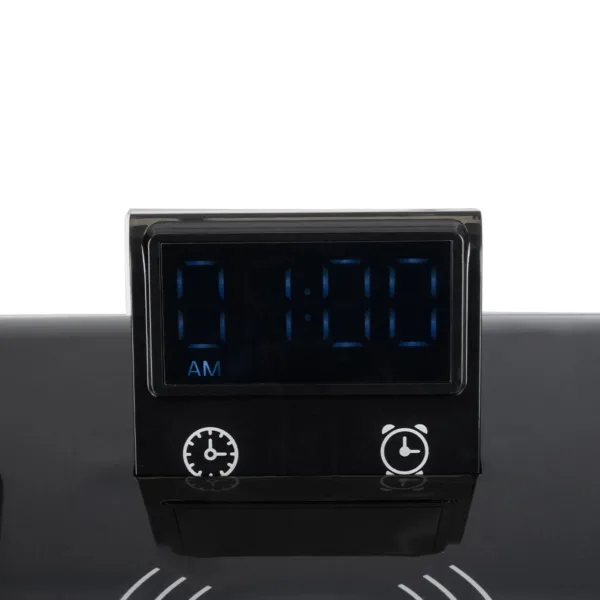 GLOBOSTAR® OLDY 76563 Μοντέρνο Επιτραπέζιο Φωτιστικό Γραφείου με Ασύρματη Φόρτιση 15W 3A, 5W Bluetooth Ηχείο & Ψηφιακό Ρολόι LED 3W 300lm 120° DC 5V με USB-C IP20 Ρυθμιζόμενο Λευκό CCT με Αφή 2700K/4500K/6000K Dimmable - Sanan SMD Chip - Μαύρο - Μ13 x Π25 x Υ38cm - 2 Χρόνια Εγγύηση - Image 9