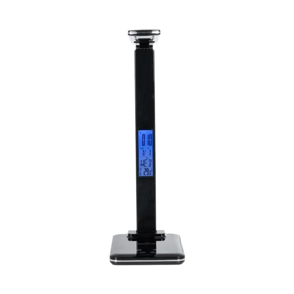 GLOBOSTAR® ZENTIME 76564 Μοντέρνο Επιτραπέζιο Φωτιστικό Γραφείου με Ασύρματη Φόρτιση 10W 2A & Ψηφιακό Ρολόι LED 3.5W 350lm 120° DC 5V με USB-C IP20 Ρυθμιζόμενο Λευκό CCT με Αφή 2700K/4500K/6000K Dimmable - Sanan SMD Chip - Μαύρο - Μ13 x Π25 x Υ50cm - 2 Χρόνια Εγγύηση - Image 2