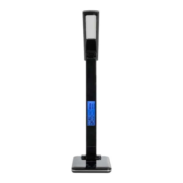 GLOBOSTAR® ZENTIME 76564 Μοντέρνο Επιτραπέζιο Φωτιστικό Γραφείου με Ασύρματη Φόρτιση 10W 2A & Ψηφιακό Ρολόι LED 3.5W 350lm 120° DC 5V με USB-C IP20 Ρυθμιζόμενο Λευκό CCT με Αφή 2700K/4500K/6000K Dimmable - Sanan SMD Chip - Μαύρο - Μ13 x Π25 x Υ50cm - 2 Χρόνια Εγγύηση - Image 3