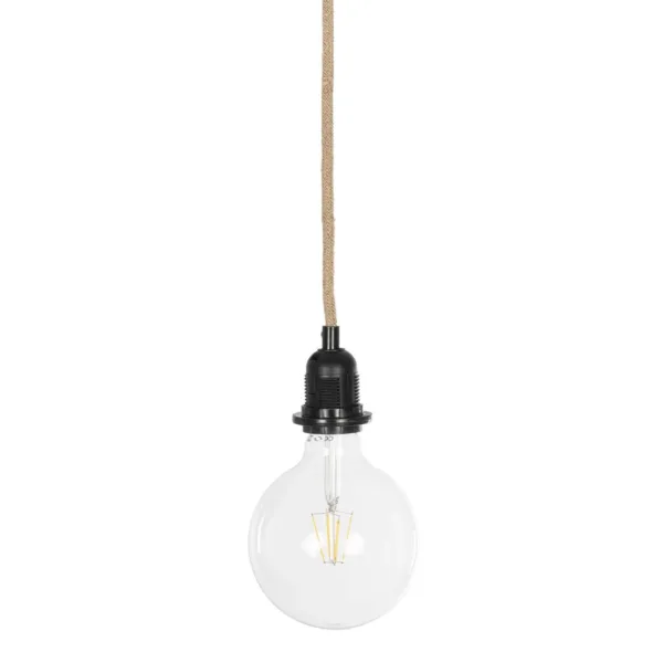 GLOBOSTAR® WHIP 77660 Μοντέρνο DIY Φωτιστικό με Υφασμάτινο Καλώδιο, Ντουί 1 x E27, Διακόπτη On/Off & Πρίζα AC 220-240V IP20 - Μπεζ & Μαύρο - Μ140 x Π5.8 x Υ5.8cm - Image 3