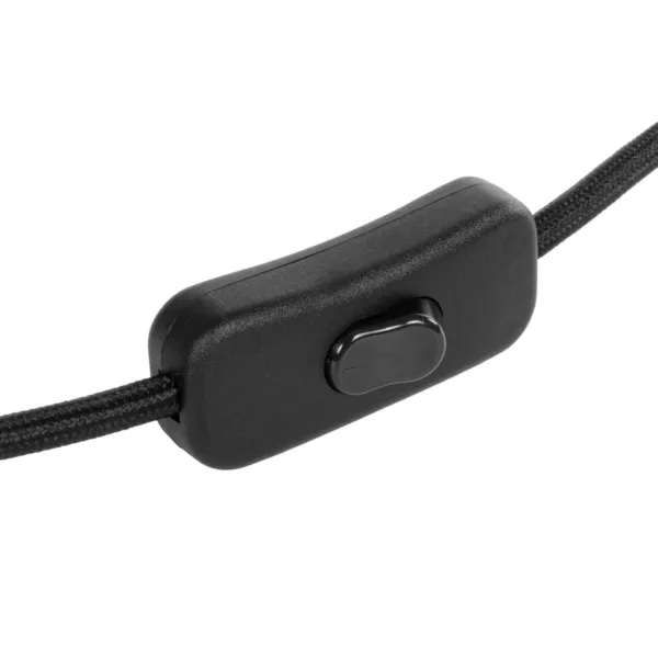 GLOBOSTAR® WHIP 77669 Μοντέρνο DIY Φωτιστικό με Υφασμάτινο Καλώδιο, Ντουί 1 x E27 & Διακόπτη On/Off AC 220-240V IP20 - Μαύρο - Μ140 x Π2.7 x Υ1.9cm - Image 2