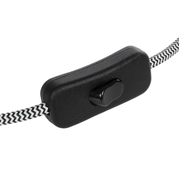GLOBOSTAR® WHIP 77670 Μοντέρνο DIY Φωτιστικό με Υφασμάτινο Καλώδιο, με Διακόπτη On/Off AC 220-240V IP20 - Ασημί & Μαύρο - Μ140 x Π2.7 x Υ1.9cm - Image 2