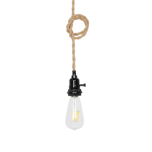 GLOBOSTAR® WHIP 77676 Μοντέρνο DIY Φωτιστικό με Υφασμάτινο Καλώδιο, Ντουί 3 x E27, Διακόπτη On/Off & Πρίζα AC 220-240V IP20 - Μπεζ & Μαύρο - Μ650 x Π5.5 x Υ100cm - Image 2