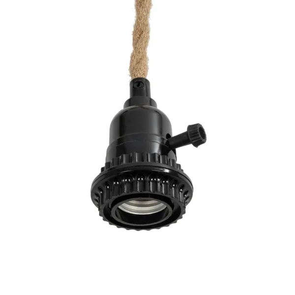 GLOBOSTAR® WHIP 77676 Μοντέρνο DIY Φωτιστικό με Υφασμάτινο Καλώδιο, Ντουί 3 x E27, Διακόπτη On/Off & Πρίζα AC 220-240V IP20 - Μπεζ & Μαύρο - Μ650 x Π5.5 x Υ100cm - Image 4