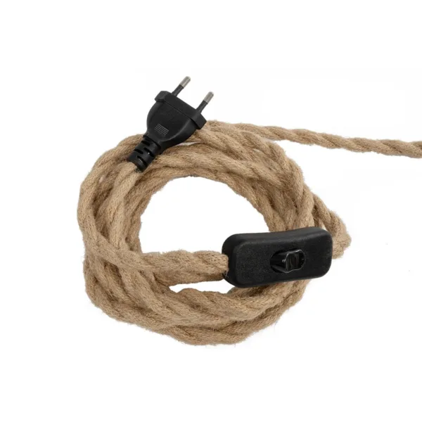GLOBOSTAR® WHIP 77676 Μοντέρνο DIY Φωτιστικό με Υφασμάτινο Καλώδιο, Ντουί 3 x E27, Διακόπτη On/Off & Πρίζα AC 220-240V IP20 - Μπεζ & Μαύρο - Μ650 x Π5.5 x Υ100cm - Image 5