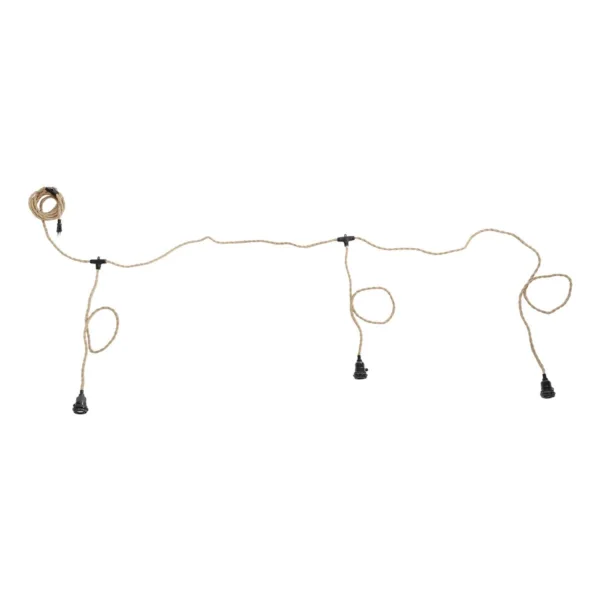 GLOBOSTAR® WHIP 77676 Μοντέρνο DIY Φωτιστικό με Υφασμάτινο Καλώδιο, Ντουί 3 x E27, Διακόπτη On/Off & Πρίζα AC 220-240V IP20 - Μπεζ & Μαύρο - Μ650 x Π5.5 x Υ100cm - Image 7