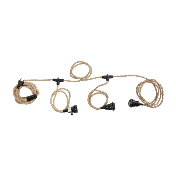 GLOBOSTAR® WHIP 77676 Μοντέρνο DIY Φωτιστικό με Υφασμάτινο Καλώδιο, Ντουί 3 x E27, Διακόπτη On/Off & Πρίζα AC 220-240V IP20 - Μπεζ & Μαύρο - Μ650 x Π5.5 x Υ100cm - Image 8