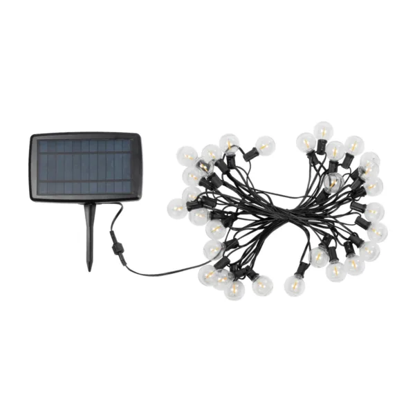 GLOBOSTAR® TWILIGHT 79668 Μοντέρνο Φωτιστικό Κήπου Γιρλάντα 10.5m με 30 Λάμπες & IR Ασύρματο Χειριστήριο LED 18W 1620lm 360° DC 3.7V με Ενσωματωμένο Φωτοβολταϊκό Panel 5.5V 3W & Επαναφορτιζόμενη Μπαταρία Li-ion 3.7V 2x18650 4400mAh Αδιάβροχο IP65 Θερμό Λευκό 2700Κ Dimmable - Sanan SMD Chip - Μαύρο & Διάφανο - Μ1050 x Π4 x Υ7cm - 2 Χρόνια Εγγύηση - Image 9