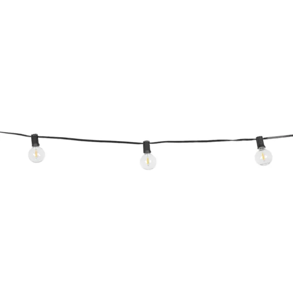 GLOBOSTAR® TWILIGHT 79669 Μοντέρνο Φωτιστικό Κήπου Γιρλάντα 14.5m με 50 Λάμπες LED 30W 2700lm 360° DC 3.7V με Ενσωματωμένο Φωτοβολταϊκό Panel 5.5V 5W & Επαναφορτιζόμενη Μπαταρία Li-ion 3.7V 3x18650 6600mAh Αδιάβροχο IP65 Θερμό Λευκό 2700Κ Dimmable - Sanan SMD Chip - Μαύρο & Διάφανο - Μ1450 x Π4 x Υ7cm - 2 Χρόνια Εγγύηση - Image 2