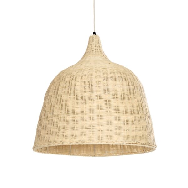 GloboStar® BAHAMAS 01370 Boho Κρεμαστό Φωτιστικό Καμπάνα Μονόφωτο 1 x E27 IP20 Μπεζ Ξύλο - Μ60 x Π60 x Υ60cm