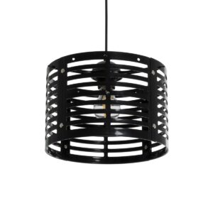 GloboStar® DOMINIC 202-0030 Μοντέρνο Κρεμαστό Φωτιστικό Καπέλο Μονόφωτο 1 x E27 IP20 Μαύρο Πλαστικό - Μ30 x Π30 x Υ70cm