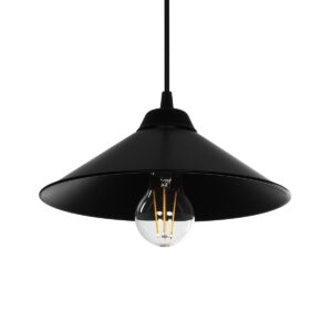 GloboStar® FERRO 203-0084 Μοντέρνο Κρεμαστό Φωτιστικό Καμπάνα Μονόφωτο 1 x E27 IP20 Μαύρο Πλαστικό - Μ30 x Π30 x Υ90cm