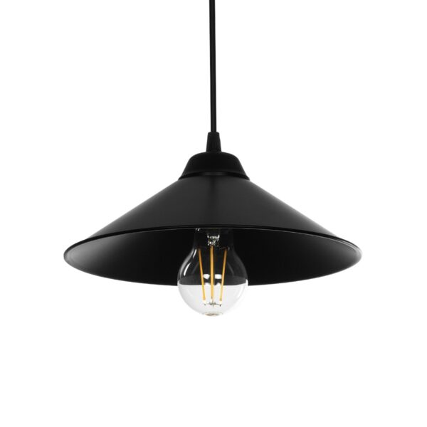 GloboStar® FONTE 203-0080 Μοντέρνο Κρεμαστό Φωτιστικό Καμπάνα Μονόφωτο 1 x E27 IP20 Μαύρο Πλαστικό - Μ25 x Π25 x Υ90cm