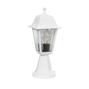GloboStar® SOLME 203-0220 Vintage Επιδαπέδιο Φωτιστικό Φαναράκι Μονόφωτο 1 x E27 IP44 Λευκό Πλαστικό Σώμα - Μ15 x Π15 x Υ38cm
