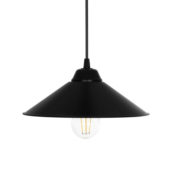 GloboStar® FONTE 203-0080 Μοντέρνο Κρεμαστό Φωτιστικό Καμπάνα Μονόφωτο 1 x E27 IP20 Μαύρο Πλαστικό - Μ25 x Π25 x Υ90cm - Image 4