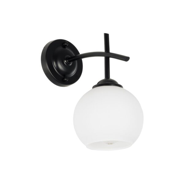 GloboStar® ISEN 01157 Μοντέρνο Επιτοίχιο Φωτιστικό Απλίκα Μονόφωτο 1 x E27 IP20 Μαύρο Μέταλλο με Λευκό Γυαλί - Μ24 x Π15 x Υ27cm