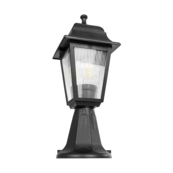 GloboStar® SOLME 203-0210 Vintage Επιδαπέδιο Φωτιστικό Φαναράκι Μονόφωτο 1 x E27 IP44 Μαύρο Πλαστικό Σώμα - Μ15 x Π15 x Υ38cm - Image 4