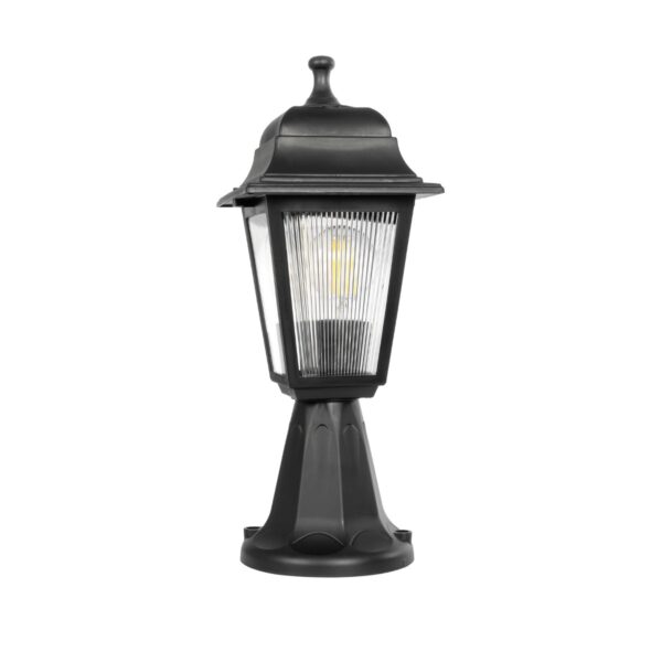 GloboStar® SOLME 203-0210 Vintage Επιδαπέδιο Φωτιστικό Φαναράκι Μονόφωτο 1 x E27 IP44 Μαύρο Πλαστικό Σώμα - Μ15 x Π15 x Υ38cm - Image 3
