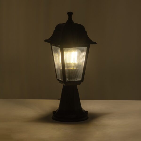 GloboStar® SOLME 203-0210 Vintage Επιδαπέδιο Φωτιστικό Φαναράκι Μονόφωτο 1 x E27 IP44 Μαύρο Πλαστικό Σώμα - Μ15 x Π15 x Υ38cm - Image 2