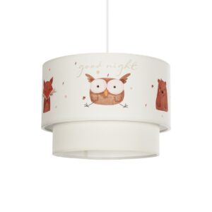 GloboStar® OWL 204-0001 Παιδικό Κρεμαστό Φωτιστικό Φιγούρα Μονόφωτο 1 x E27 IP20 Λευκό Ύφασμα - Μ30 x Π30 x Υ70cm