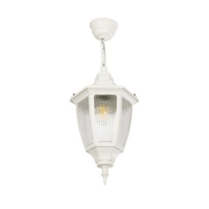 GloboStar® ENGLAND 202-0014 Vintage Κρεμαστό Φωτιστικό Φαναράκι Μονόφωτο 1 x E27 IP44 Λευκό Πλαστικό - Μ20 x Π20 x Υ55cm