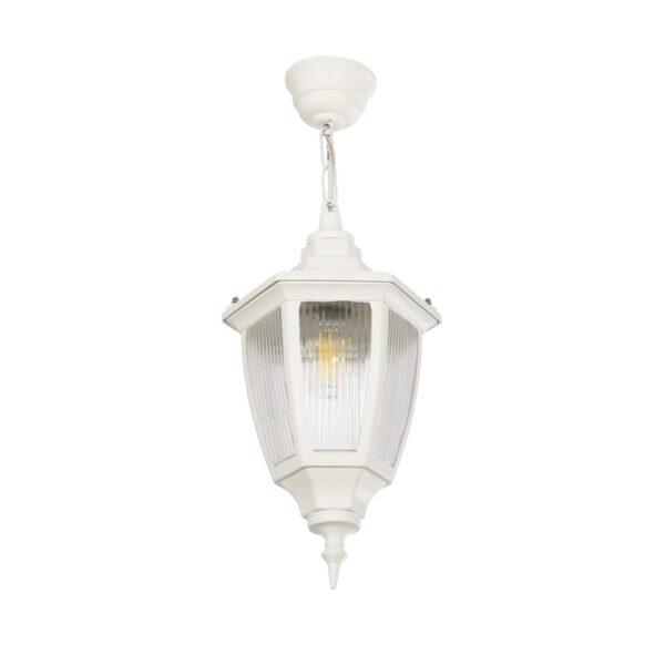GloboStar® ENGLAND 202-0014 Vintage Κρεμαστό Φωτιστικό Φαναράκι Μονόφωτο 1 x E27 IP44 Λευκό Πλαστικό - Μ20 x Π20 x Υ55cm