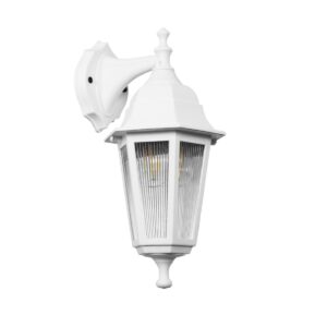 GloboStar® VITRO 203-0201 Vintage Επιτοίχιο Φωτιστικό Φαναράκι Μονόφωτο 1 x E27 IP44 Λευκό Πλαστικό Σώμα - Μ19 x Π16 x Υ39cm