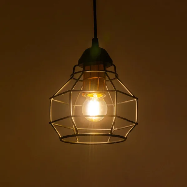 GloboStar® BUR 204-0180 Μοντέρνο Κρεμαστό Φωτιστικό Οροφής Μονόφωτο 1 x E27 AC 220-240V IP20 Μαύρο - Μ17 x Π17 x Υ23cm