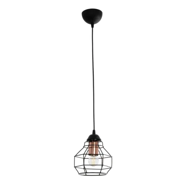 GloboStar® BUR 204-0180 Μοντέρνο Κρεμαστό Φωτιστικό Οροφής Μονόφωτο 1 x E27 AC 220-240V IP20 Μαύρο - Μ17 x Π17 x Υ23cm - Image 2