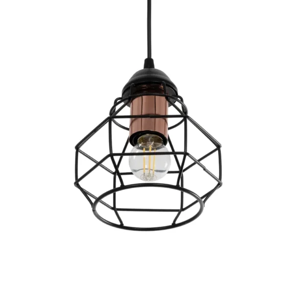 GloboStar® BUR 204-0180 Μοντέρνο Κρεμαστό Φωτιστικό Οροφής Μονόφωτο 1 x E27 AC 220-240V IP20 Μαύρο - Μ17 x Π17 x Υ23cm - Image 4