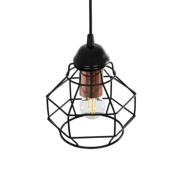 GloboStar® BUR 204-0180 Μοντέρνο Κρεμαστό Φωτιστικό Οροφής Μονόφωτο 1 x E27 AC 220-240V IP20 Μαύρο - Μ17 x Π17 x Υ23cm - Image 5