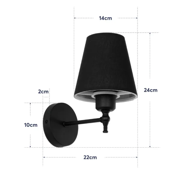 GloboStar® ELEGANTE 204-0185 Μοντέρνο Φωτιστικό Τοίχου Απλίκα Μονόφωτο 1 x E27 AC 220-240V IP20 Μαύρο - Μ14 x Π14 x Υ26cm - Image 7
