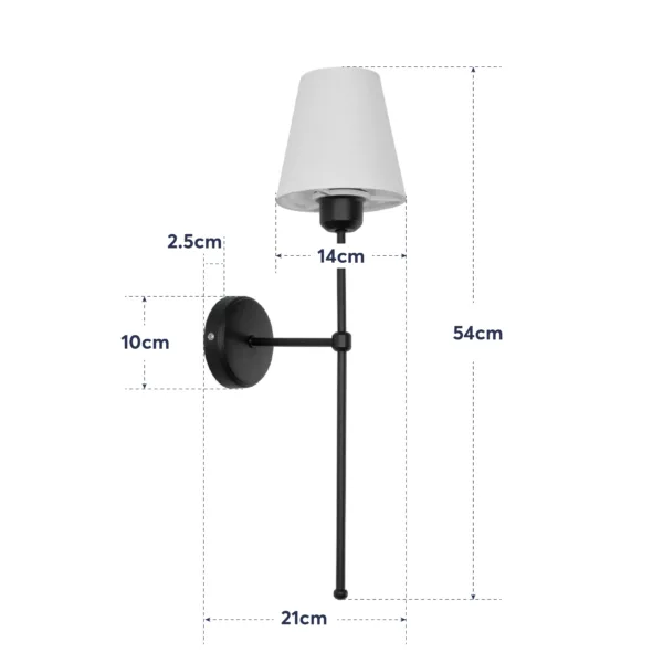 GloboStar® LING 204-0190 Μοντέρνο Φωτιστικό Τοίχου Απλίκα Μονόφωτο 1 x E27 AC 220-240V IP20 Μπεζ & Μαύρο - Μ13 x Π13 x Υ50cm - Image 7