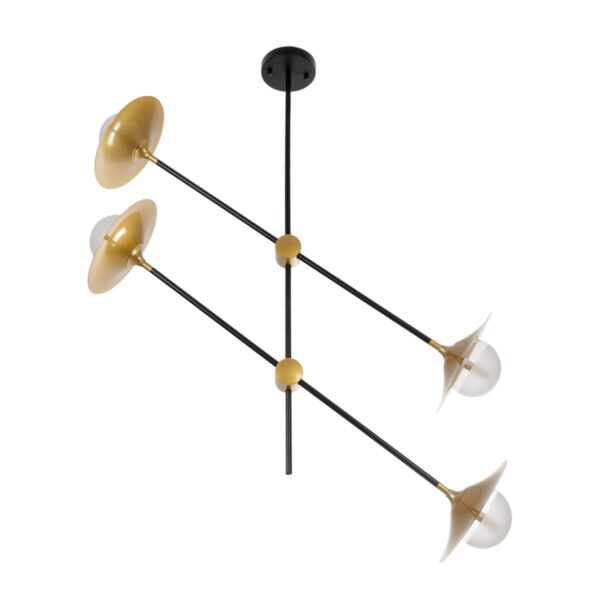 GloboStar® JOLIET 999-0044 Μοντέρνο Φωτιστικό Οροφής Πλέγμα Πολύφωτο 4 x G9 IP20 Μαύρο & Χρυσό Μέταλλο - Μ93 x Π20 x Υ106cm - Image 3