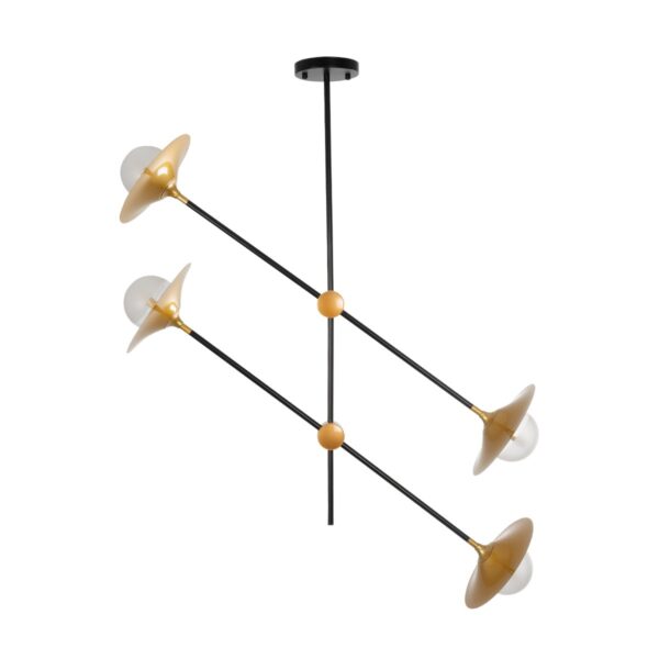GloboStar® JOLIET 999-0044 Μοντέρνο Φωτιστικό Οροφής Πλέγμα Πολύφωτο 4 x G9 IP20 Μαύρο & Χρυσό Μέταλλο - Μ93 x Π20 x Υ106cm - Image 2