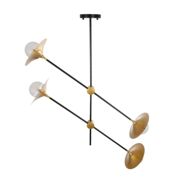 GloboStar® JOLIET 999-0044 Μοντέρνο Φωτιστικό Οροφής Πλέγμα Πολύφωτο 4 x G9 IP20 Μαύρο & Χρυσό Μέταλλο - Μ93 x Π20 x Υ106cm - Image 4