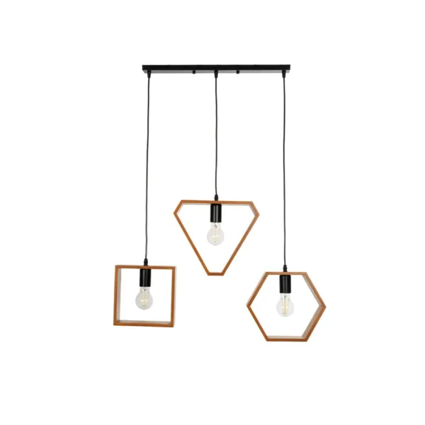 GLOBOSTAR® ELISE 999-0034 Μοντέρνο Κρεμαστό Φωτιστικό Οροφής με Ντουί 3 x E27 AC 220-240V IP20 - Καφέ & Μαύρο - Μ74 x Π9 x Υ40cm - Image 2