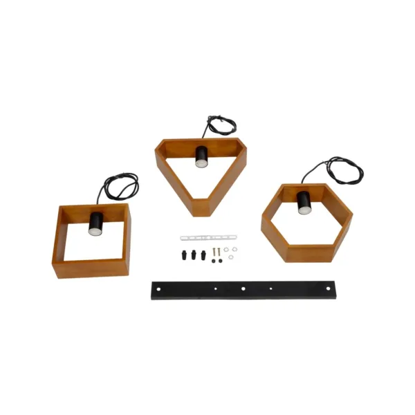 GLOBOSTAR® ELISE 999-0034 Μοντέρνο Κρεμαστό Φωτιστικό Οροφής με Ντουί 3 x E27 AC 220-240V IP20 - Καφέ & Μαύρο - Μ74 x Π9 x Υ40cm - Image 8