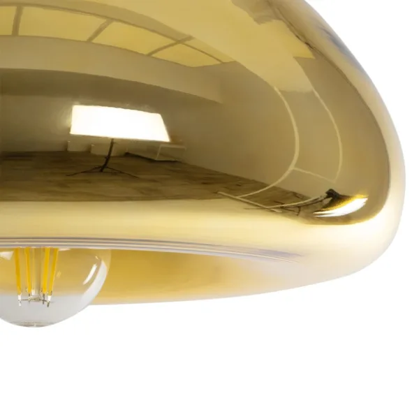 GLOBOSTAR® CRISTIN 999-0039 Μοντέρνο Κρεμαστό Φωτιστικό Οροφής με Ντουί 1 x E27 AC 220-240V IP20 - Χρυσό - Μ18 x Π18 x Υ13cm - Image 6