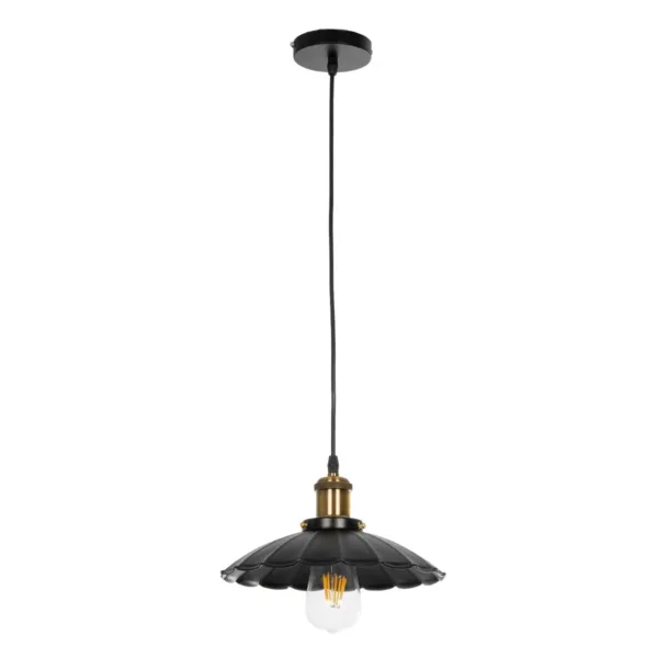GLOBOSTAR® MARGI 999-0229 Vintage Κρεμαστό Φωτιστικό Οροφής με Ντουί 1 x E27 AC 220-240V IP20 - Μαύρο & Χρυσό - Μ26 x Π26 x Υ14cm - Image 3