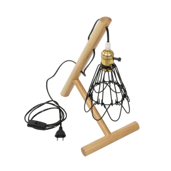 GloboStar® ELMA 999-0239 Μοντέρνο Επιτραπέζιο Φωτιστικό Πορτατίφ Μονόφωτο 1 x E27 IP20 Μπεζ Ξύλο με Μαύρο Μέταλλο - Μ35 x Π20 x Υ43cm - Image 9