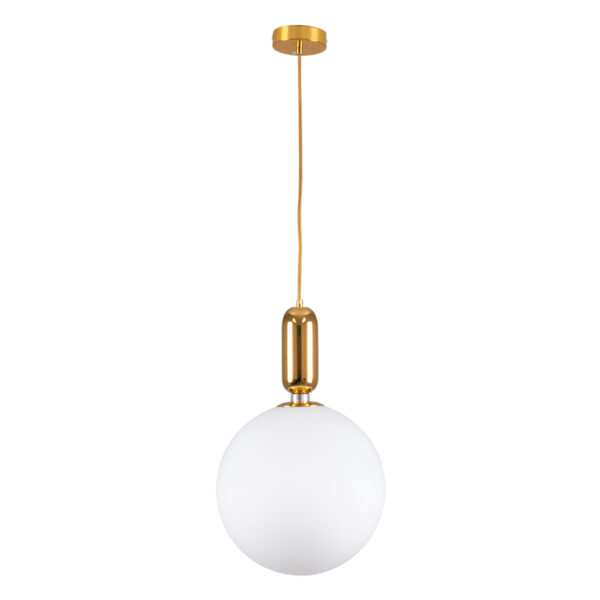 GLOBOSTAR® MAVERICK 00940 Μοντέρνο Κρεμαστό Φωτιστικό Οροφής με Ντουί 1 x E27 AC 220-240V IP20 - Χρυσό & Λευκό - Μ30 x Π30 x Υ48cm - Image 3
