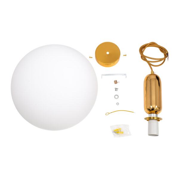 GLOBOSTAR® MAVERICK 00940 Μοντέρνο Κρεμαστό Φωτιστικό Οροφής με Ντουί 1 x E27 AC 220-240V IP20 - Χρυσό & Λευκό - Μ30 x Π30 x Υ48cm - Image 8