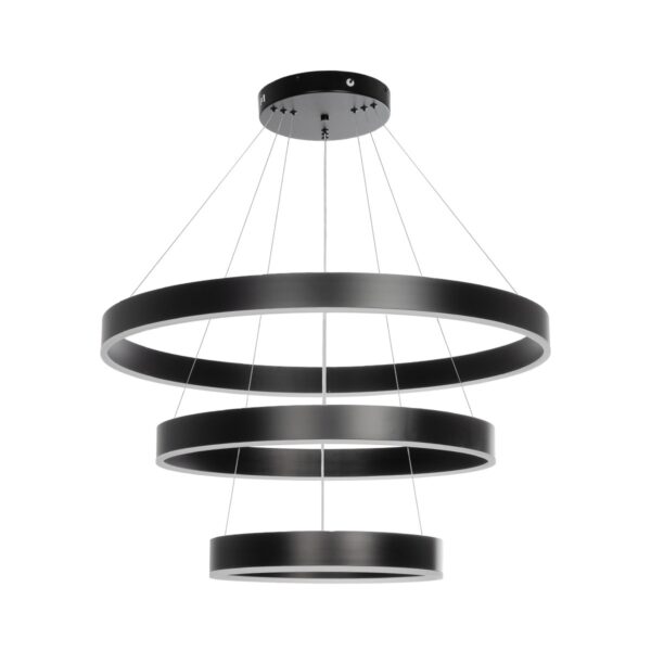 GLOBOSTAR® VENOM TRIO 61188 Μοντέρνο Κρεμαστό Φωτιστικό Οροφής LED 120W 14158lm 120° AC 220-240V IP20 Ρυθμιζόμενο Λευκό CCT με Χειριστήριο από 2700K έως 6000K Dimmable - Lumileds SMD Chip - Μαύρο Ματ - Μ80 x Π80 x Υ60cm - 3 Χρόνια Εγγύηση